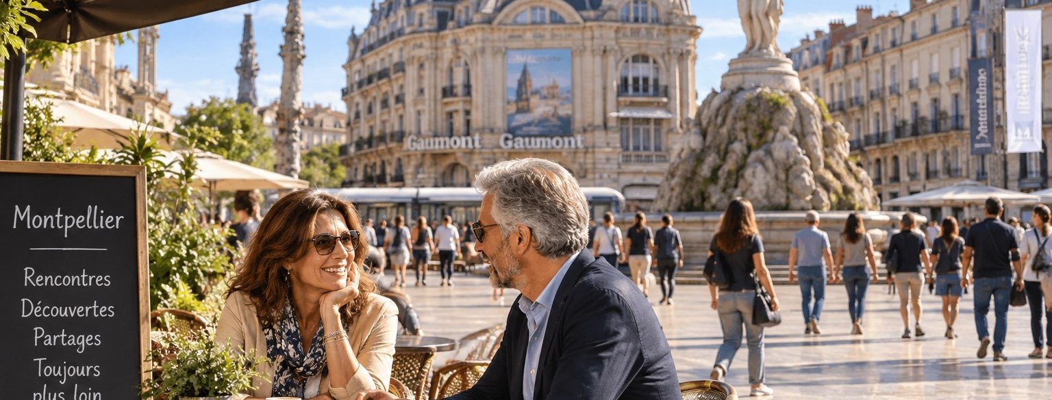 Premier rendez-vous entre célibataires de plus de 50 ans sur la place de la Comédie à Montpellier