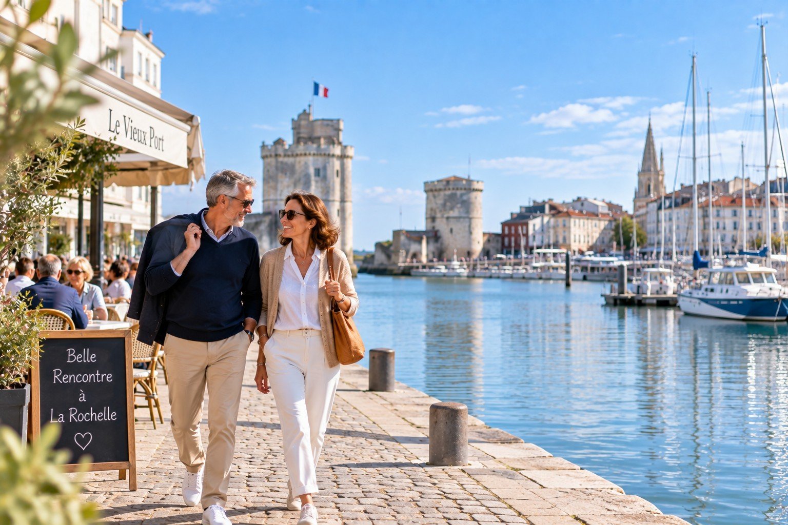 Rencontre entre célibataires de plus de 50 ans sur le Vieux-Port de La Rochelle
